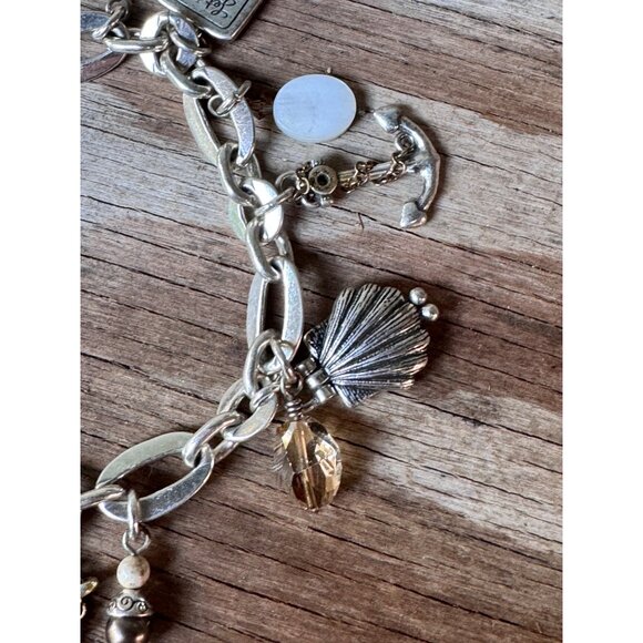 Brighton Nantucket Nautical Charm Bracelet With Shells Anchor Starfish & Crystal - Picture 3 of 8